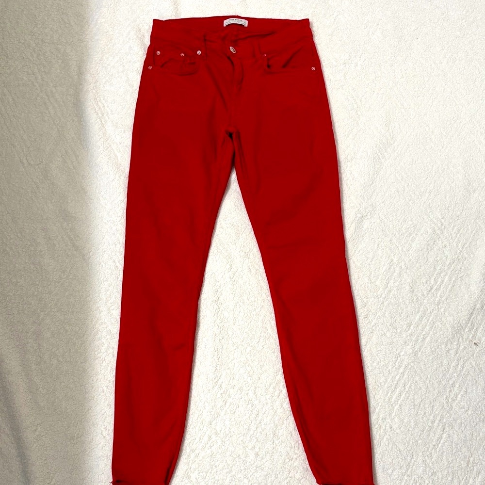 Zara Bold Red Skinny Ankle Jeans for Women | Size 2